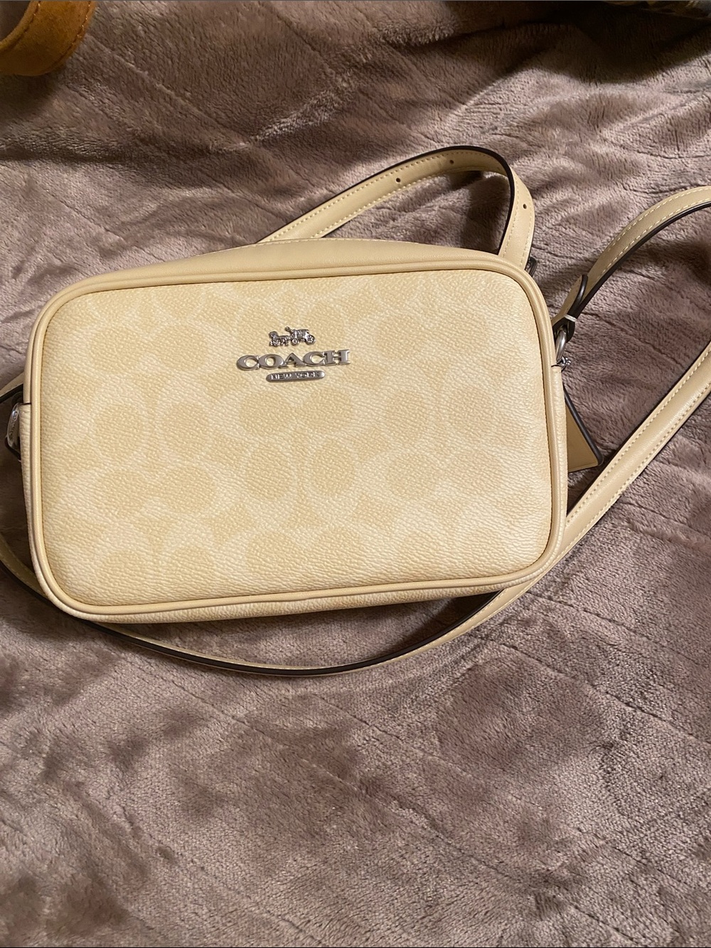 COACH Cream Signature Crossbody Camera Bag